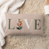 ラブジョイモダンタイプ幾何学ファミリーフォトピンク ランバークッション (ブランケット)