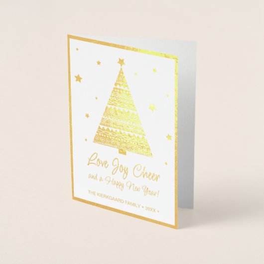 ラブジョイ応援ホリデーシーズンズグリーティング金ゴールド 箔カード (正面)