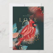 ラブジョイ&ピースレッド（鳥）ショウジョウコウカンチョウウォーターカラーエボニー シーズンカード (正面)