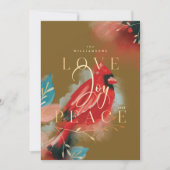 ラブジョイ&ピースレッド（鳥）ショウジョウコウカンチョウウォーターカラーグリーン シーズンカード (正面)