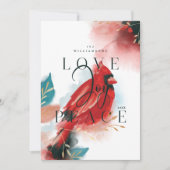 ラブジョイ&ピースレッド（鳥）ショウジョウコウカンチョウウォーターカラーホワイト シーズンカード (正面)