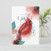 ラブジョイ&ピースレッド（鳥）ショウジョウコウカンチョウウォーターカラーホワイト シーズンカード (スタンド正面)