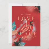 ラブジョイ&ピースレッド（鳥）ショウジョウコウカンチョウウォーターカラーレッド シーズンカード (正面)