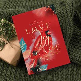 ラブジョイ&ピースレッド（鳥）ショウジョウコウカンチョウウォーターカラーレッド シーズンカード