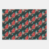 ラブジョイ&ピースレッド(鳥)ショウジョウコウカンチョウウォーターカラー ラッピングペーパーシート (正面)