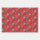 ラブジョイ&ピースレッド(鳥)ショウジョウコウカンチョウウォーターカラー ラッピングペーパーシート (正面3)