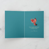 ラブジョイ&ピースレッド(鳥)ショウジョウコウカンチョウウォーター色ティール(緑がかった色)ブルー シーズンカード (内部)