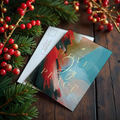 ラブジョイ&ピースレッド（鳥）ショウジョウコウカンチョウ抽象芸術水彩 インビテーションポストカード