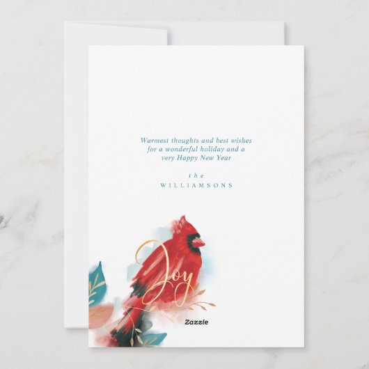 ラブジョイ&ピースレッド(鳥)ショウジョウコウカンチョウ抽象芸術水彩 シーズンカード (裏面)