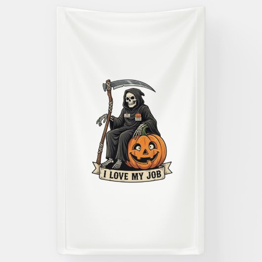 ラブジョブグリムリーパー ハロウィン カボチャ 大鎌_1 横断幕 (縦)
