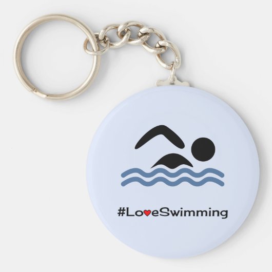 ラブスイミングキャプションピクトグラム泳ぐ人 キーホルダー (正面)