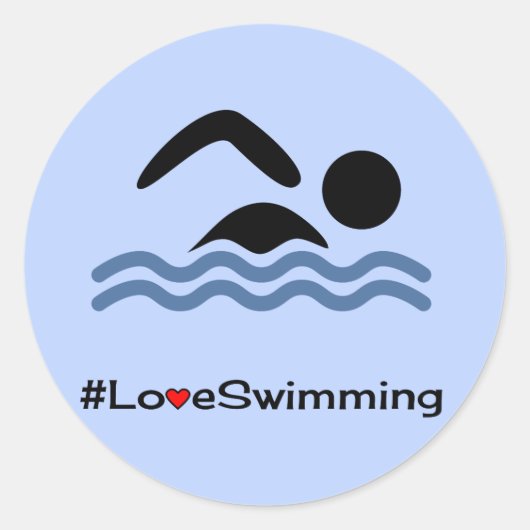 ラブスイミングキャプションブルー ラウンドシール (正面)