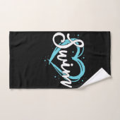 ラブスイミングチームハートラバーブルー泳ぐ人 ハンドタオル (ハンドタオル)