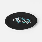 ラブスイミングチームハートラバーブルー泳ぐ人 ペーパープレート (アングル)