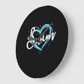 ラブスイミングチームハートラバーブルー泳ぐ人 ラージ壁時計 (傾斜)