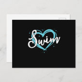 ラブスイミングチームハートラバーブルー泳ぐ人 案内ポストカード (正面/裏面)