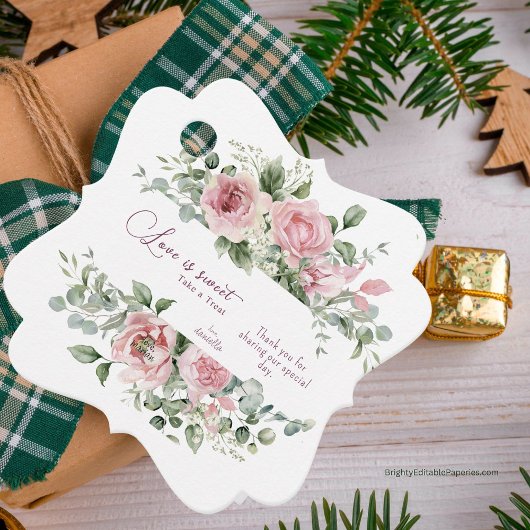 ラブスイートテイクアトリートピーニー結婚式の引き出物ラベル フェイバータグ