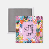 ラブスイートラブバレンティーンズデイハートブライトカラー マグネット (正面/裏面)