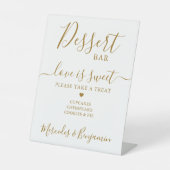 ラブスウィートパーソナライズされた金ゴールド結婚ズデザートバー 台座サイン (正面)