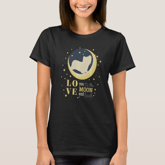 ラブスカイテリア犬を月に Tシャツ (正面)