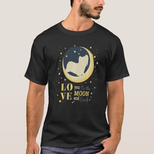 ラブスカイテリア犬を月に Tシャツ (正面)