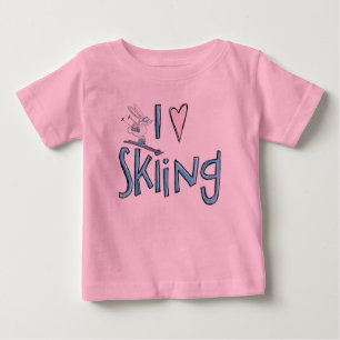 ラブスキーキッズかわいいバニースキーヤーTシャツ ベビーTシャツ
