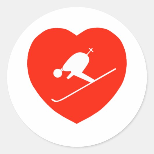 ラブスキー赤いハート ラウンドシール (正面)