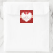 ラブスクエアステッカーとハート&ボウ スクエアシール (バッグ)