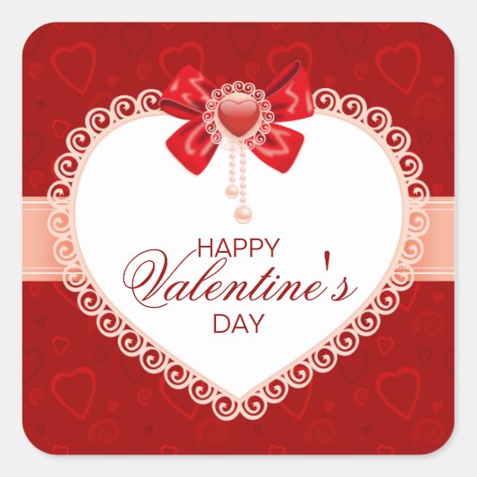ラブスクエアステッカーとハート&ボウ スクエアシール (正面)