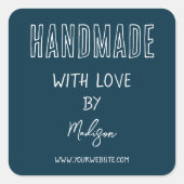 ラブスクエアステッカー付ダークブルー手作り スクエアシール (正面)