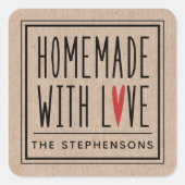 ラブスクエアパーソナライズされたステッカーで作ったクラフト スクエアシール (正面)