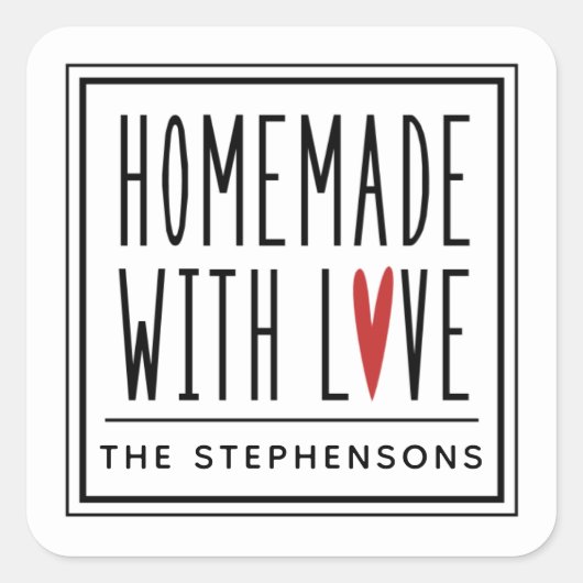 ラブスクエアパーソナライズされたステッカーで作られた スクエアシール (正面)