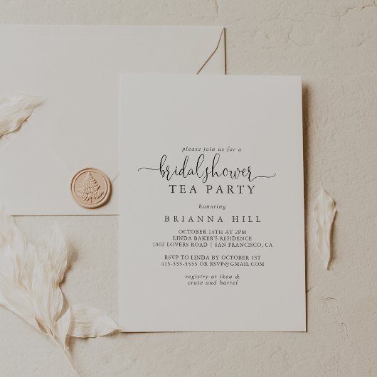 ラブスクファンシーリプトブライダルシャワー紅茶パーティーインビタット 招待状