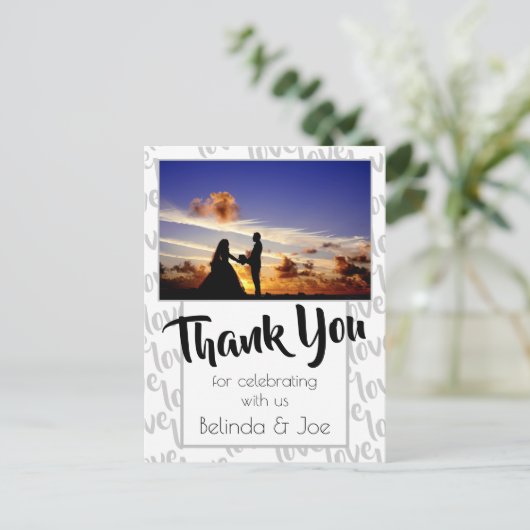 ラブスクモダンリプトタイポグラフィありがとう ポストカード (スタンド正面)