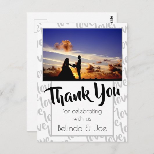 ラブスクモダンリプトタイポグラフィありがとう ポストカード (正面/裏面)