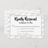 ラブスクモダンリプトタイポグラフィRSVP 出欠カード (正面/裏面)