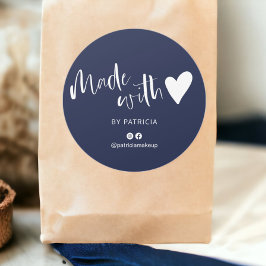 ラブスクリプトのミニマルなネイビーブルーで作られた ラウンドシール