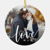 ラブスクリプトオーバーレイの写真&イニシャル セラミックオーナメント (正面)