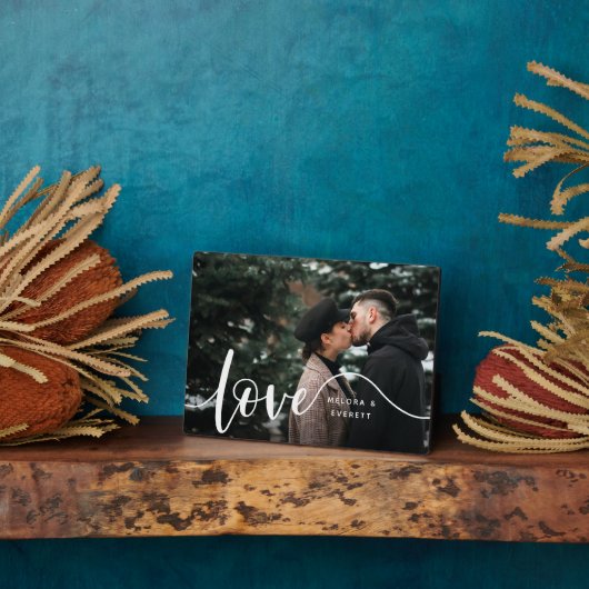ラブスクリプトオーバーレイカップルパーソナライズされたの写真 フォトプラーク (側面)
