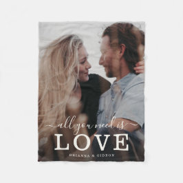 『ラブスクリプトカップルモダン写真』 フリースブランケット