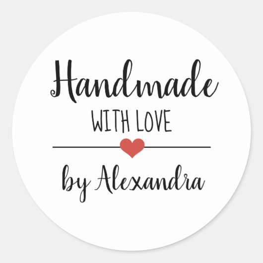 ラブスクリプトシンプルで手作りカスタム ラウンドシール (正面)