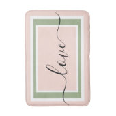 ラブスクリプトジオメトリック赤面ピンクグリーン バスマット (正面縦)
