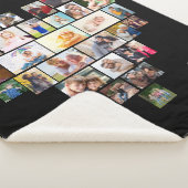 ラブスクリプトハート型フォトコラージブラック シェルパブランケット (3/4)