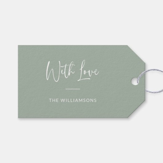 ラブスクリプトミニマルダスティパーソナライズされたセージで ギフトタグ (正面(横))