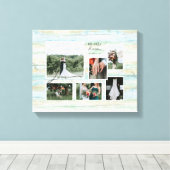 ラブスクリプト素朴ビーチ結婚式コラージュ6写真 キャンバスプリント (インサイチュ (ウッドフロア))