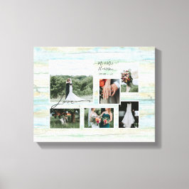 ラブスクリプト素朴ビーチ結婚式コラージュ6写真 キャンバスプリント