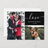 ラブスクリプト ブラック 2枚の写真のコラージュ ポストカード (正面/裏面)