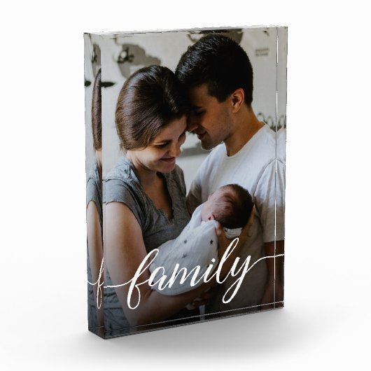 ラブスクリプパーソナライズされたト家族写真 フォトブロック (左)