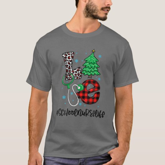 ラブスクールナースライフ看護ヒョウクリスマスP Tシャツ (正面)