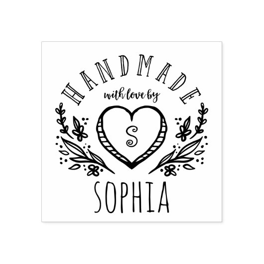 ラブスケッチ花模様ハートモノグラムで手作り ラバースタンプ (インプリント)